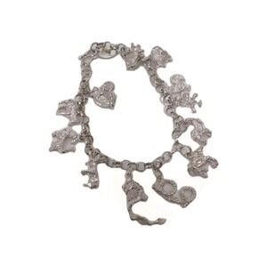 12 Animal Charm Bracelet Chinese Zodiac Silver 7"